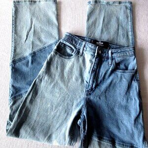 Hollister Ultra Rise High Dad Jeans Womens Color Block Bleached Denim 1R